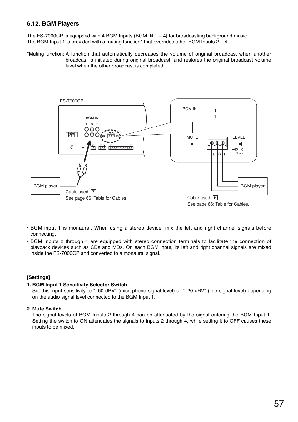 Bgm players | Toa FS-7000 SERIES Installation User Manual | Page 57 / 92