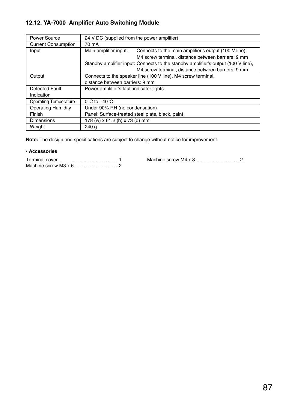 Toa FS-7000 SERIES Installation User Manual | Page 87 / 92