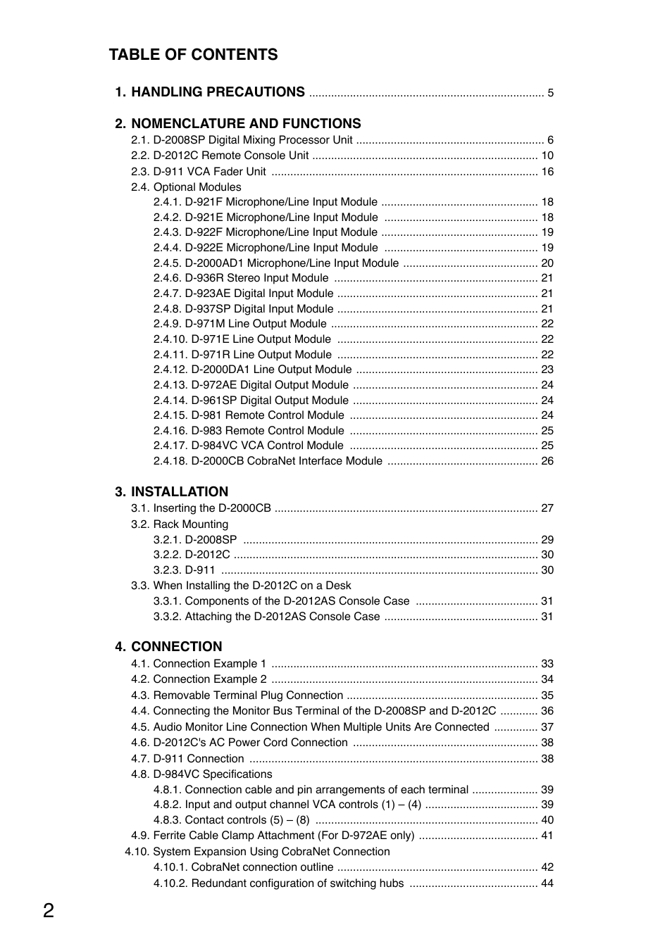 Toa D-2000 Series Installation User Manual | Page 2 / 84