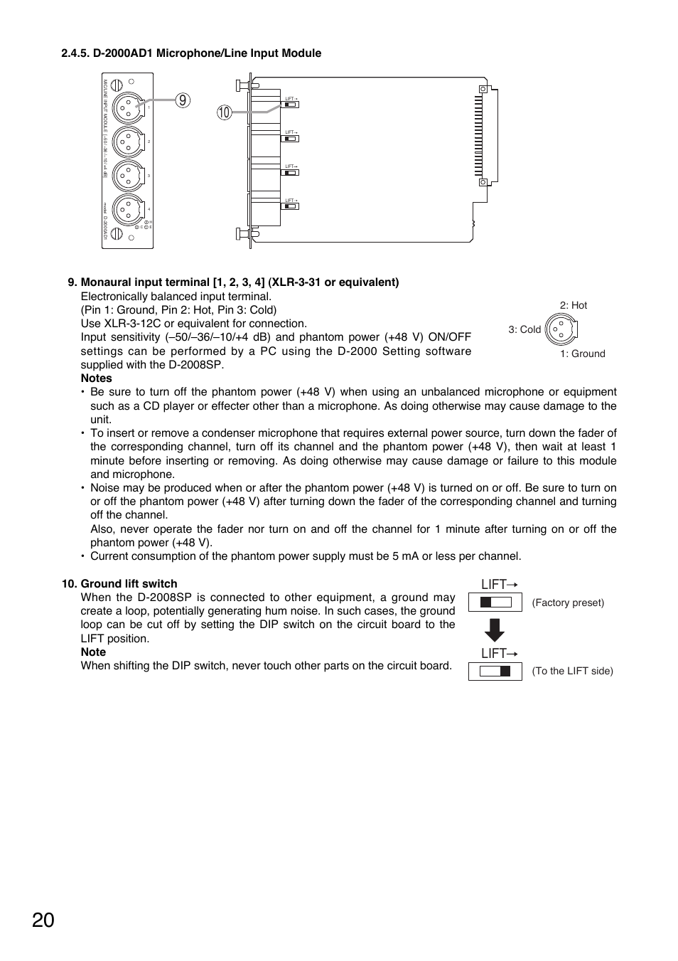 Lift | Toa D-2000 Series Installation User Manual | Page 20 / 84