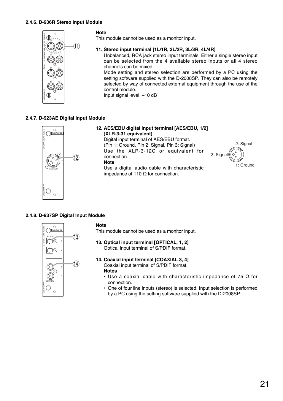 Toa D-2000 Series Installation User Manual | Page 21 / 84