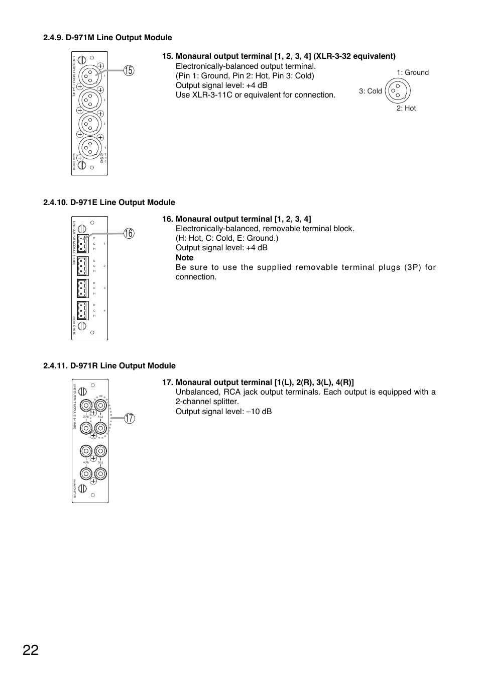 Ground 2: hot 3: cold | Toa D-2000 Series Installation User Manual | Page 22 / 84