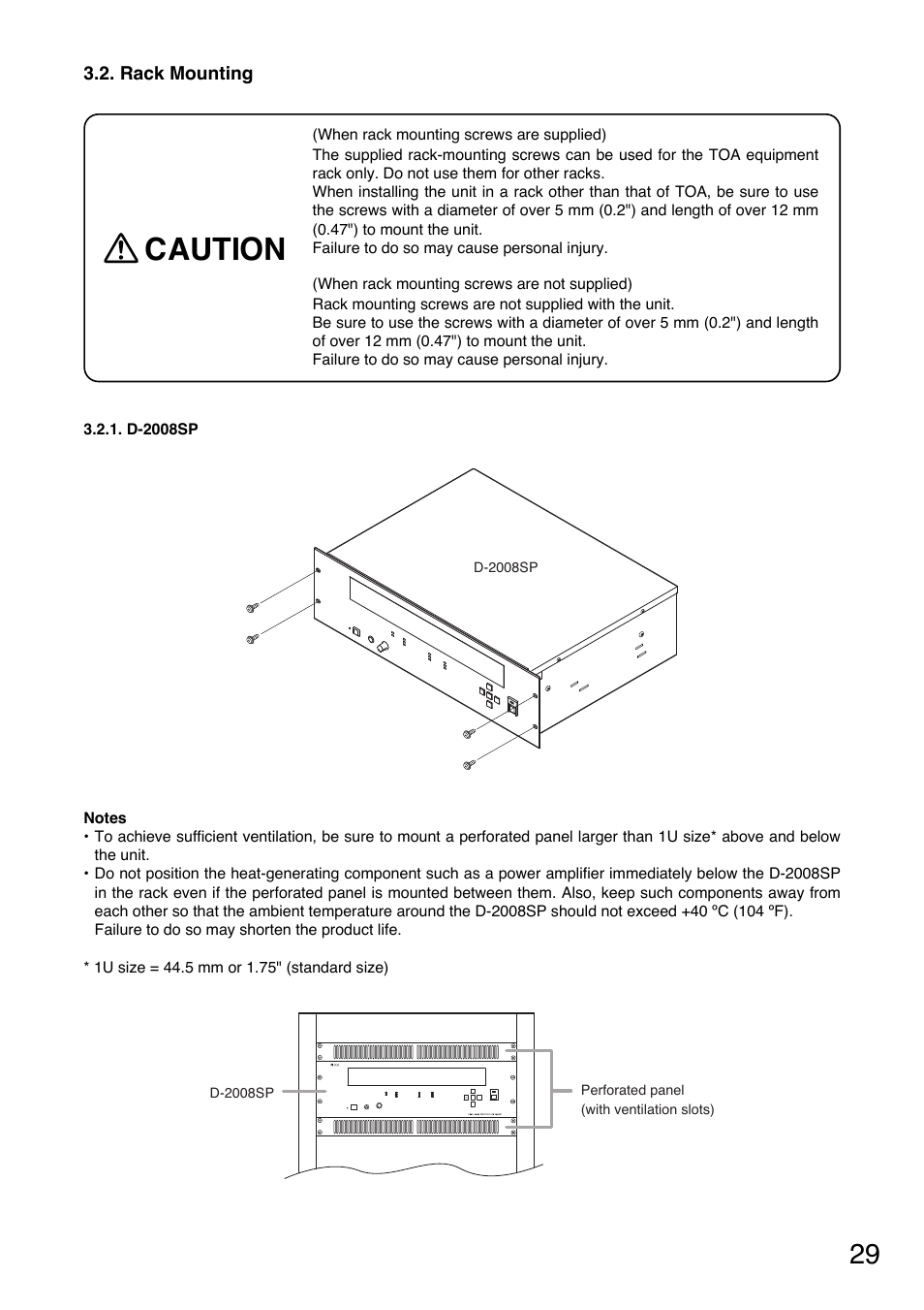 Caution | Toa D-2000 Series Installation User Manual | Page 29 / 84