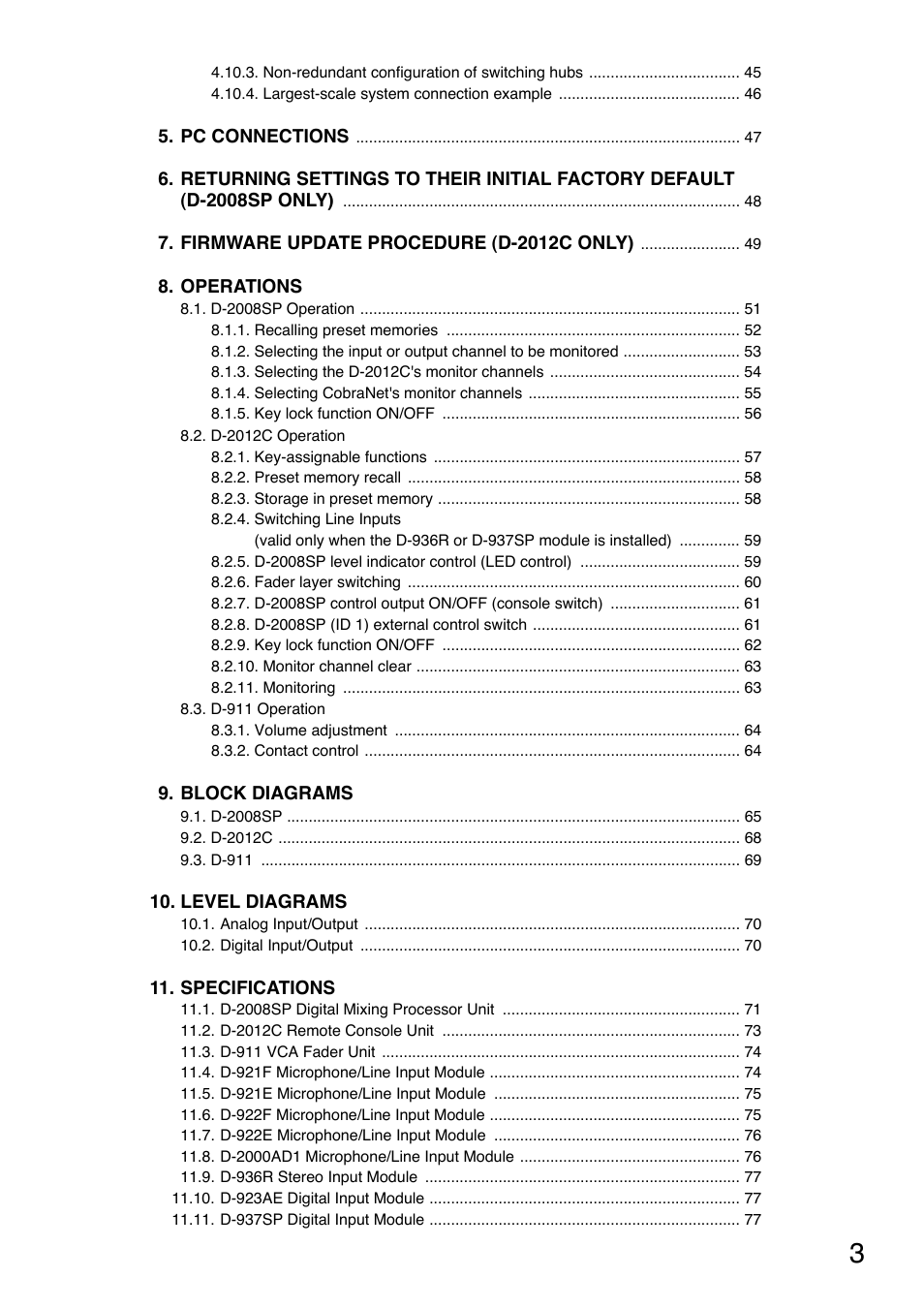 Toa D-2000 Series Installation User Manual | Page 3 / 84