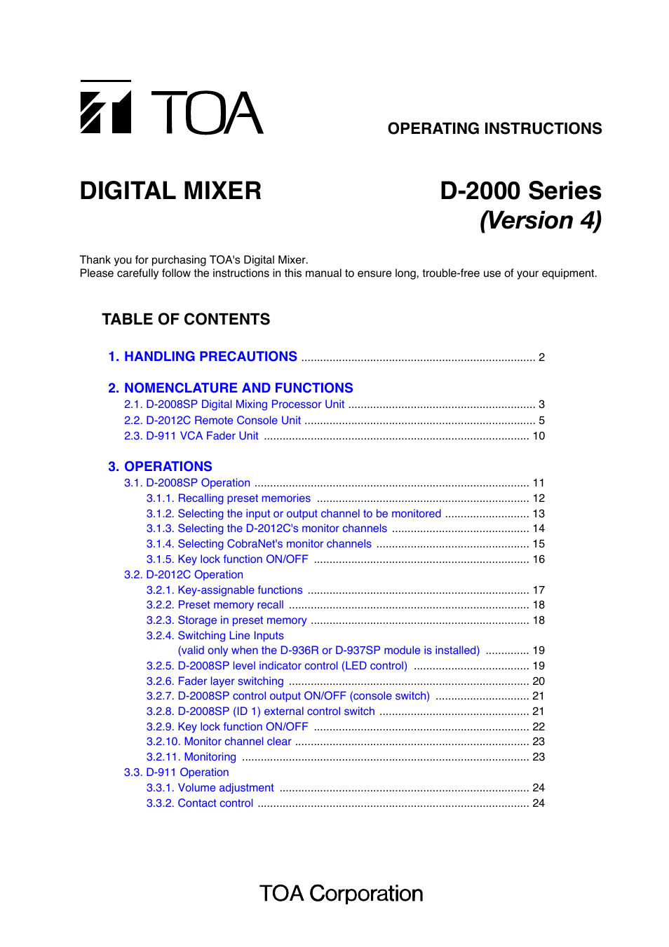 Toa DD-2000 Series Manual User Manual | 24 pages