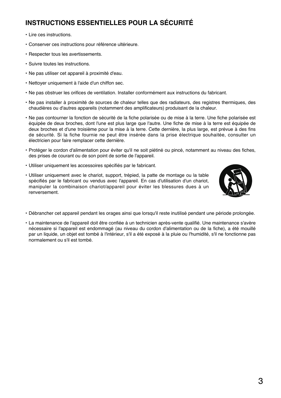 Instructions essentielles pour la sécurité | Toa D-2000 Series Read Me First User Manual | Page 3 / 12
