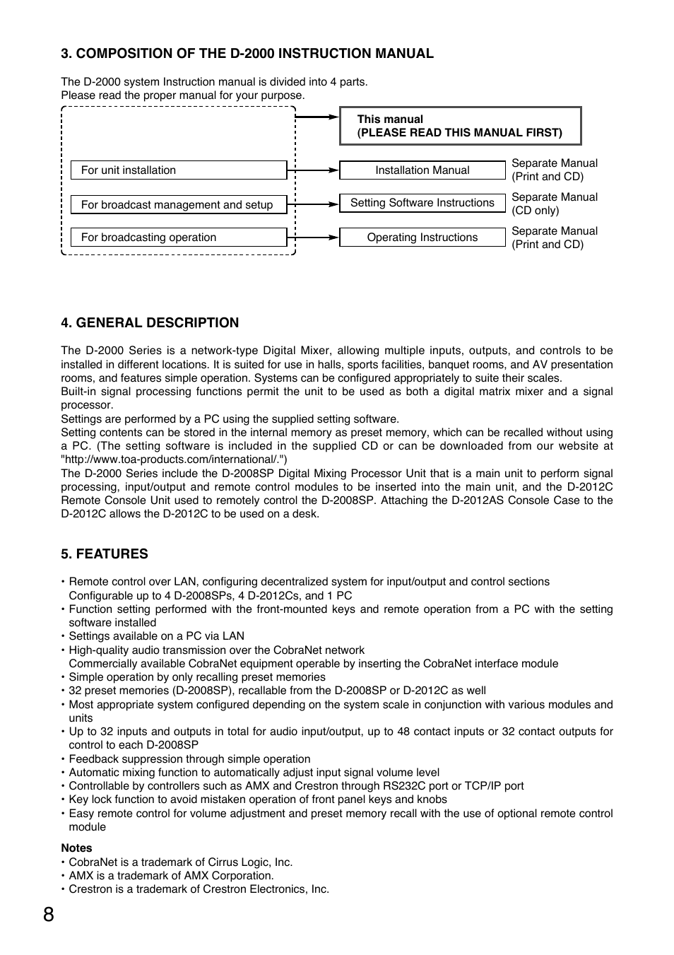 Toa D-2000 Series Read Me First User Manual | Page 8 / 12