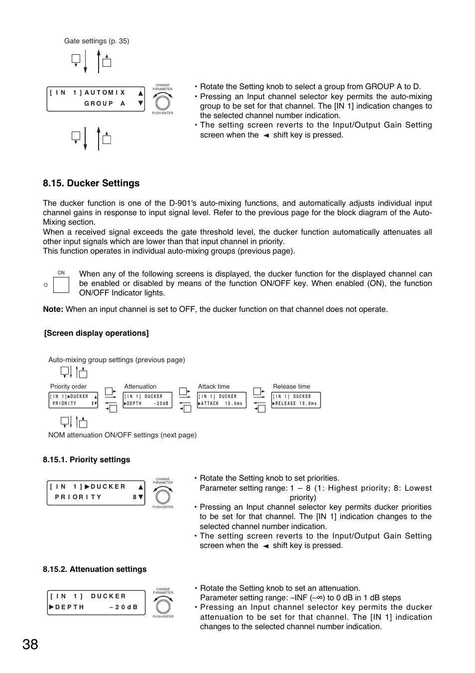 Ducker settings | Toa D-901 User Manual | Page 38 / 96