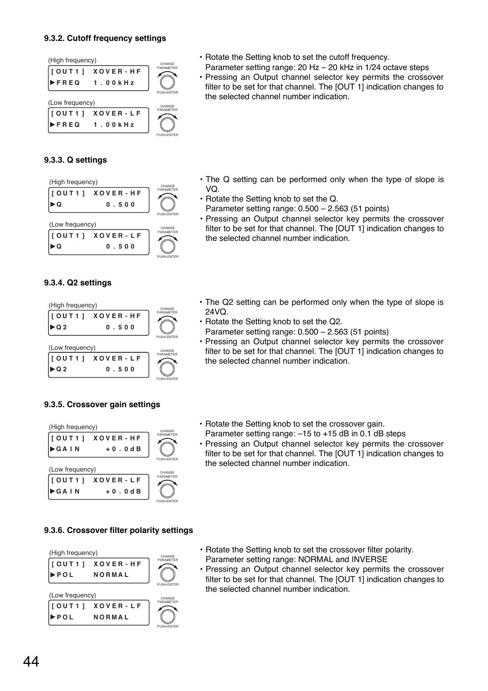 Cutoff frequency settings | Toa D-901 User Manual | Page 44 / 96