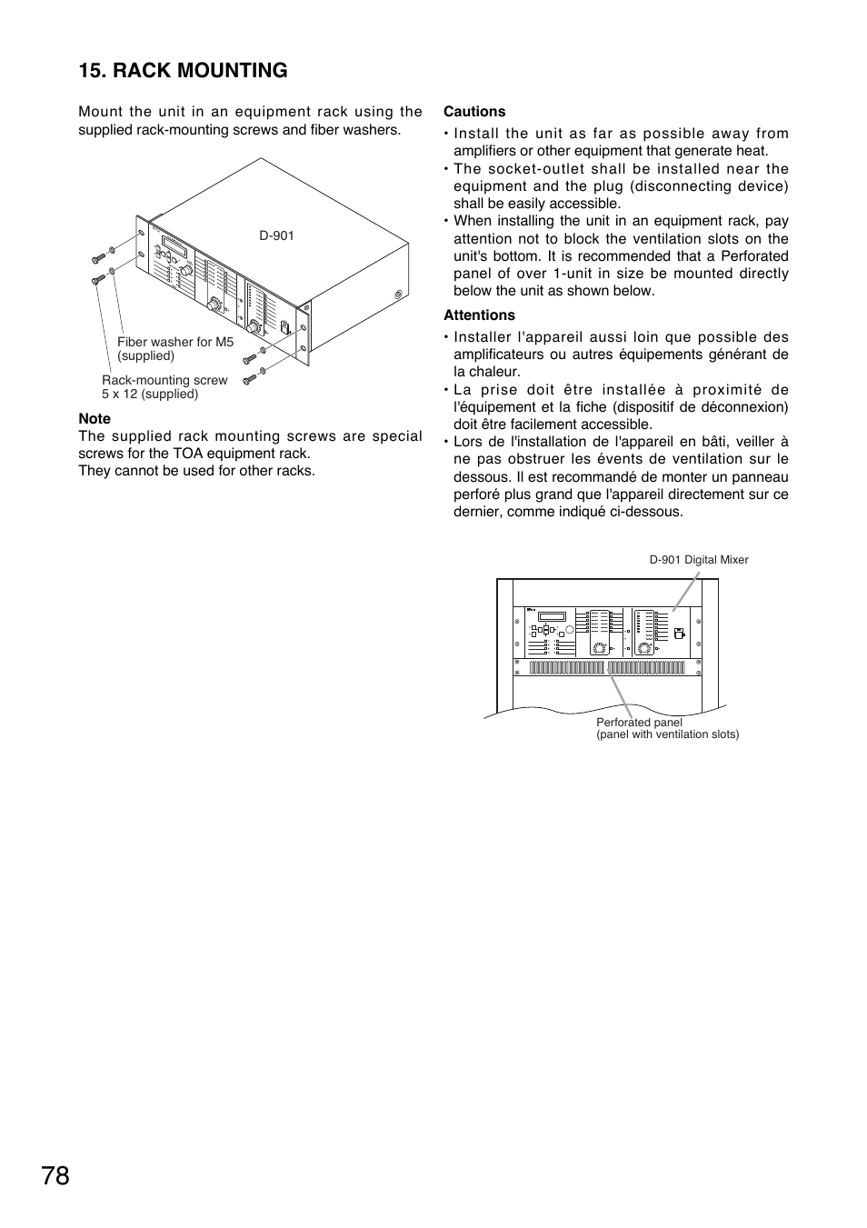 Rack mounting | Toa D-901 User Manual | Page 78 / 96