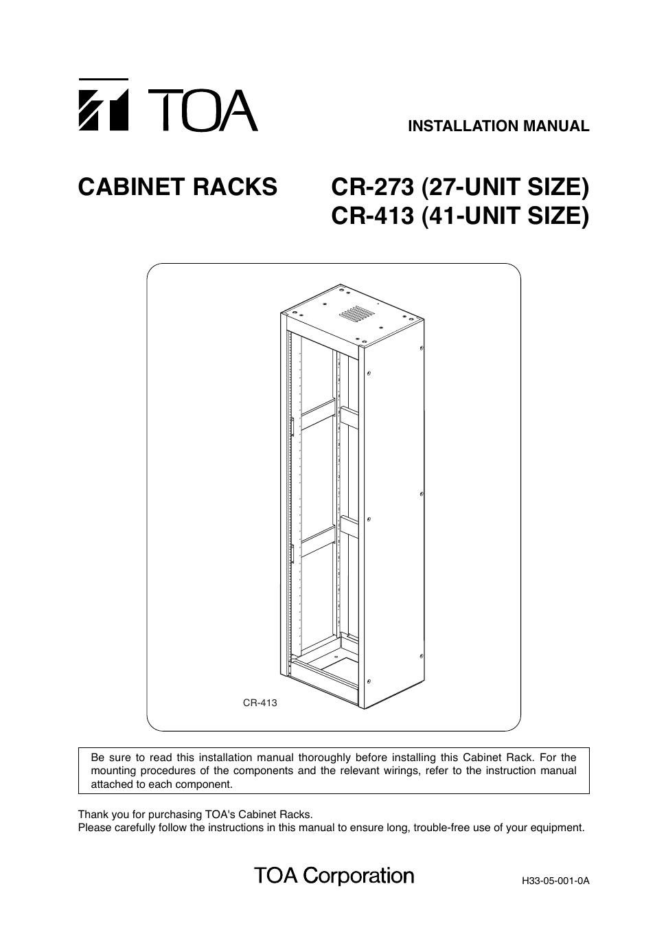 Toa CR-413 User Manual | 20 pages