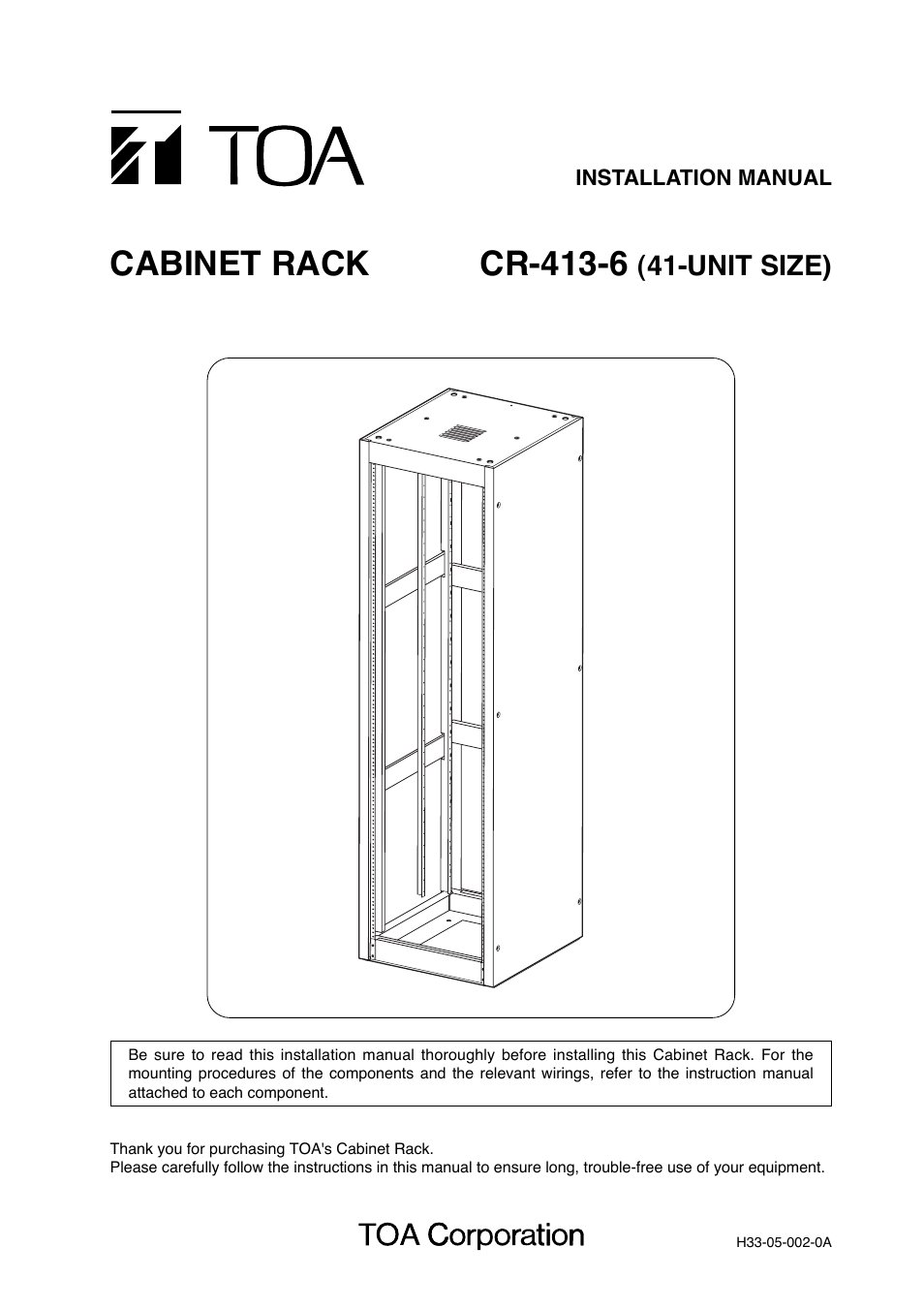 Toa CR-413-6 User Manual | 20 pages