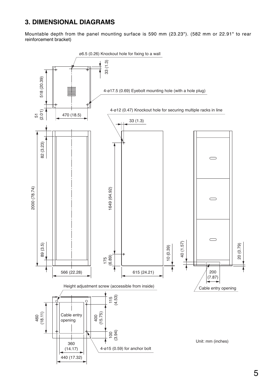 Dimensional diagrams | Toa CR-413-6 User Manual | Page 5 / 20