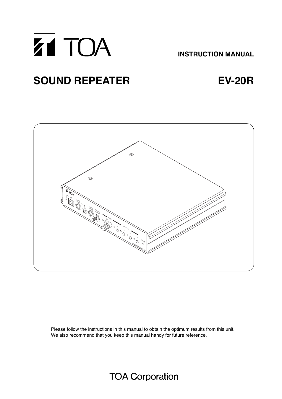 Toa EV-20R User Manual | 20 pages