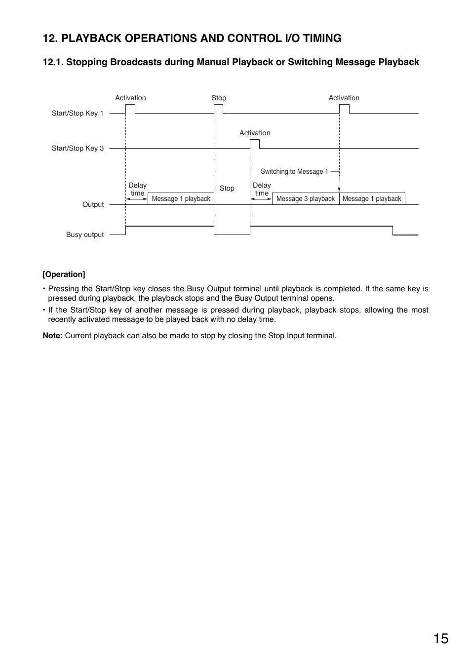 Playback operations and control i/o timing | Toa EV-20R User Manual | Page 15 / 20