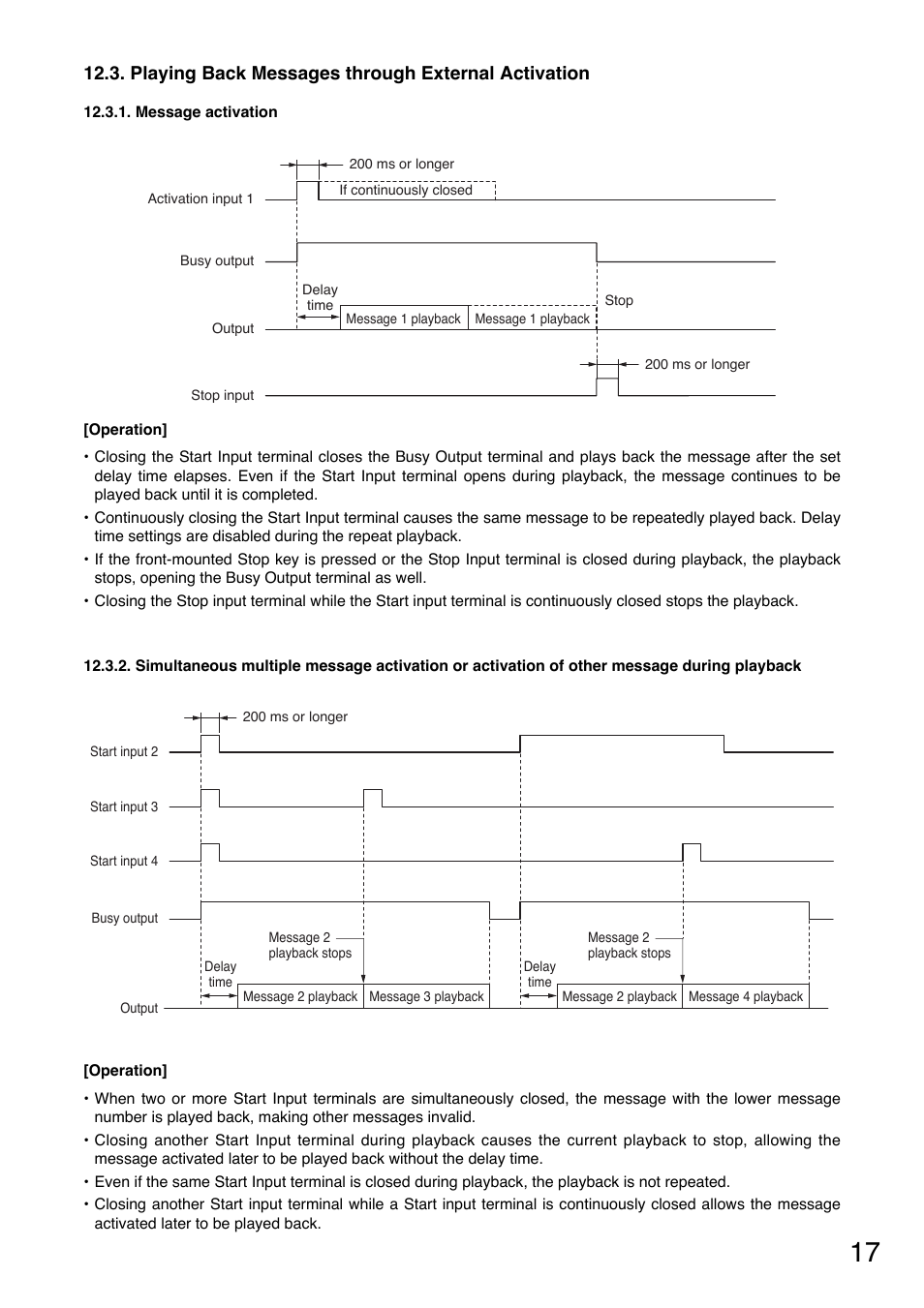 Playing back messages through external activation | Toa EV-20R User Manual | Page 17 / 20