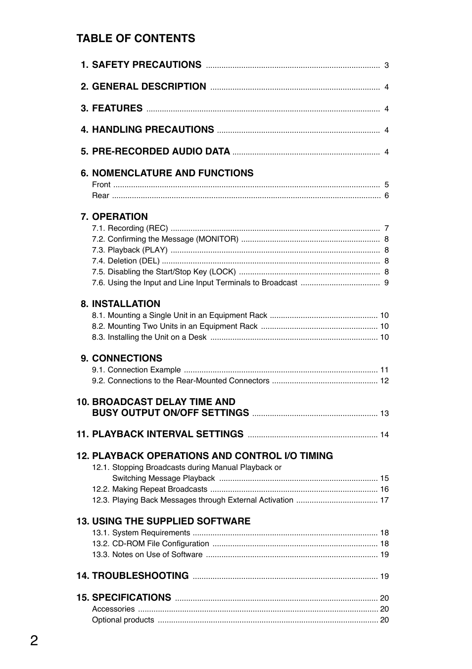Toa EV-20R User Manual | Page 2 / 20