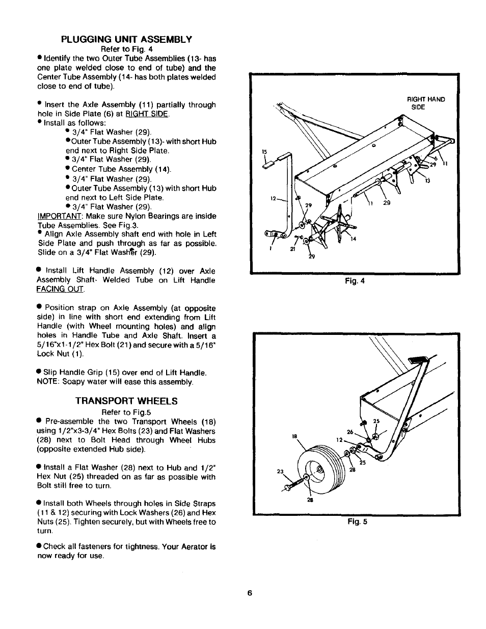 Plugging unit assembly, Transport wheels | Craftsman 757.243481 User Manual | Page 6 / 8