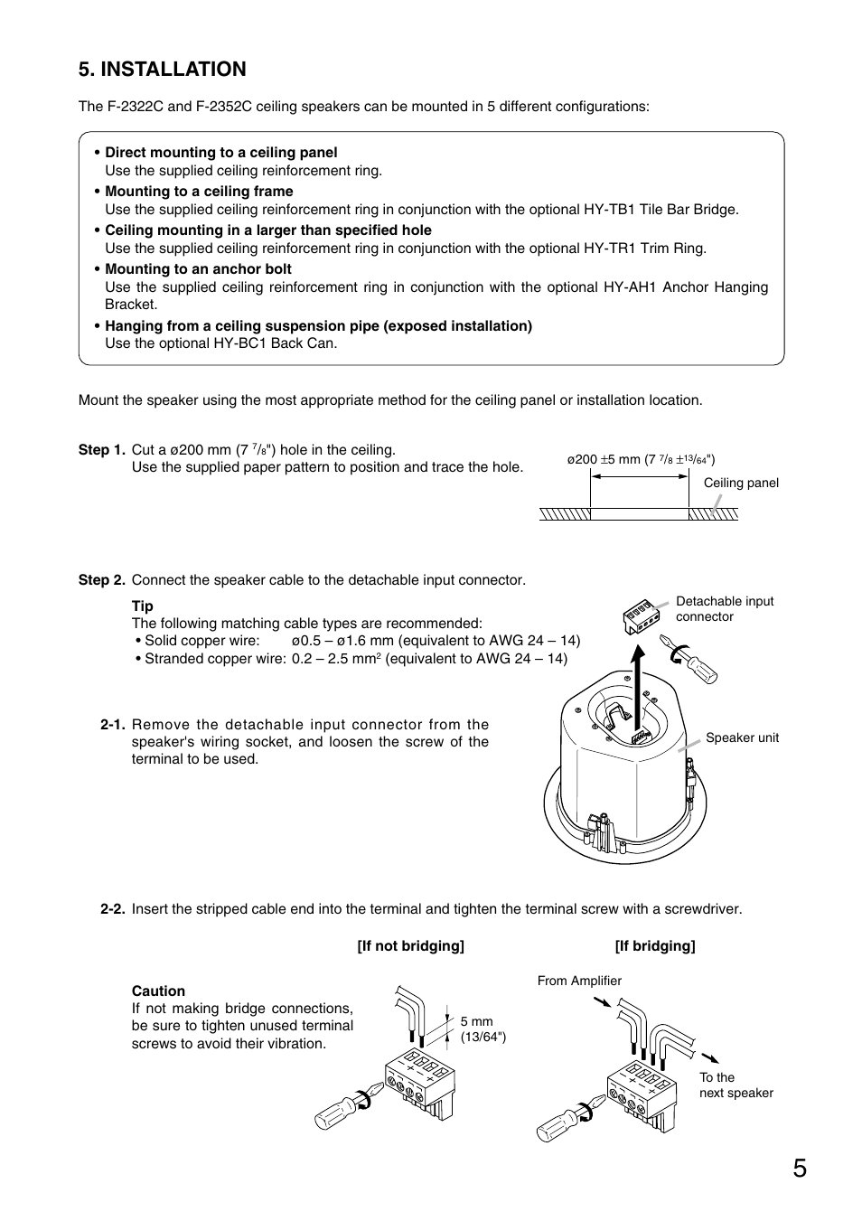 Installation | Toa F-2352C User Manual | Page 5 / 12