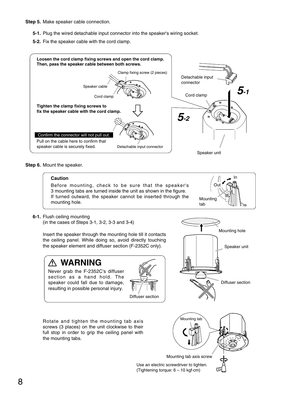 Warning | Toa F-2352C User Manual | Page 8 / 12