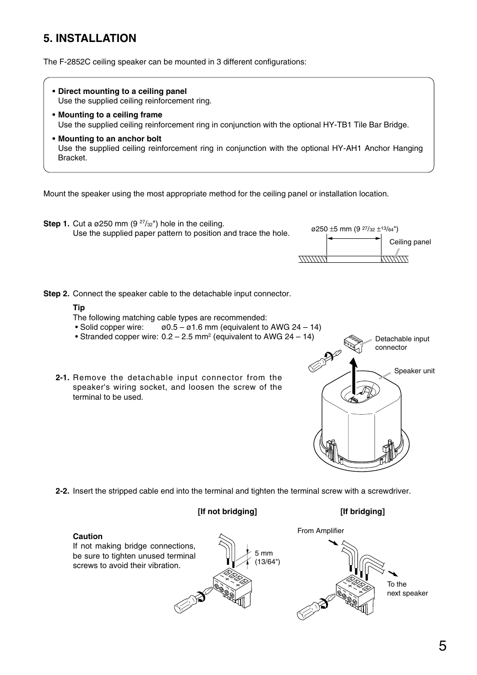 Installation | Toa F-2852C User Manual | Page 5 / 12