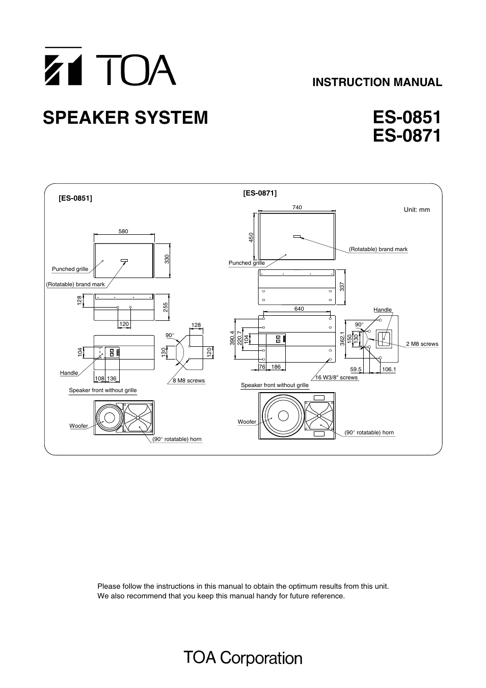 Toa ES-0871 User Manual | 4 pages