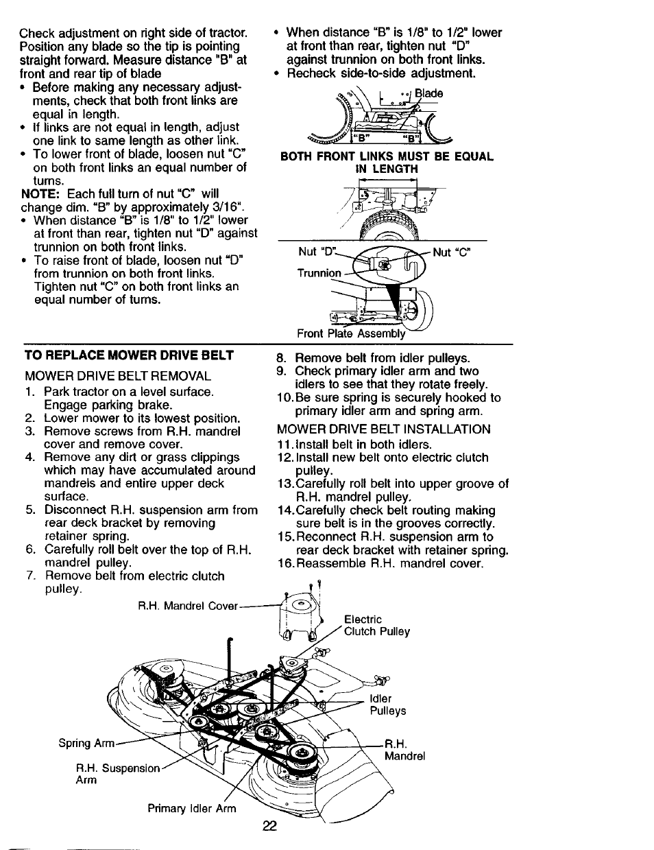 To replace mower drive belt | Craftsman 917.275013 User Manual | Page 22 / 60