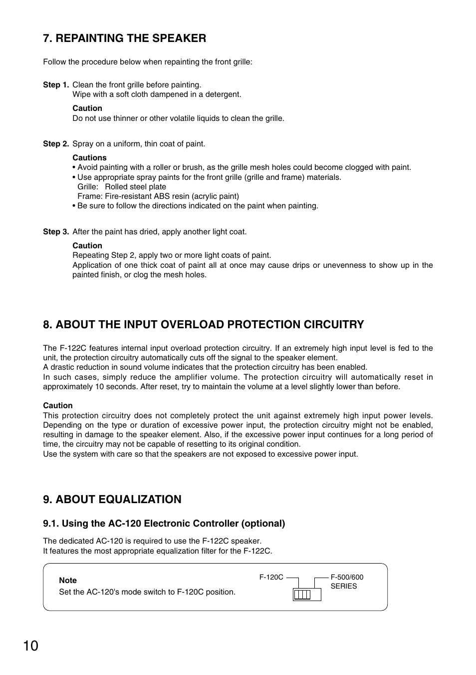 Toa F-122C User Manual | Page 10 / 12