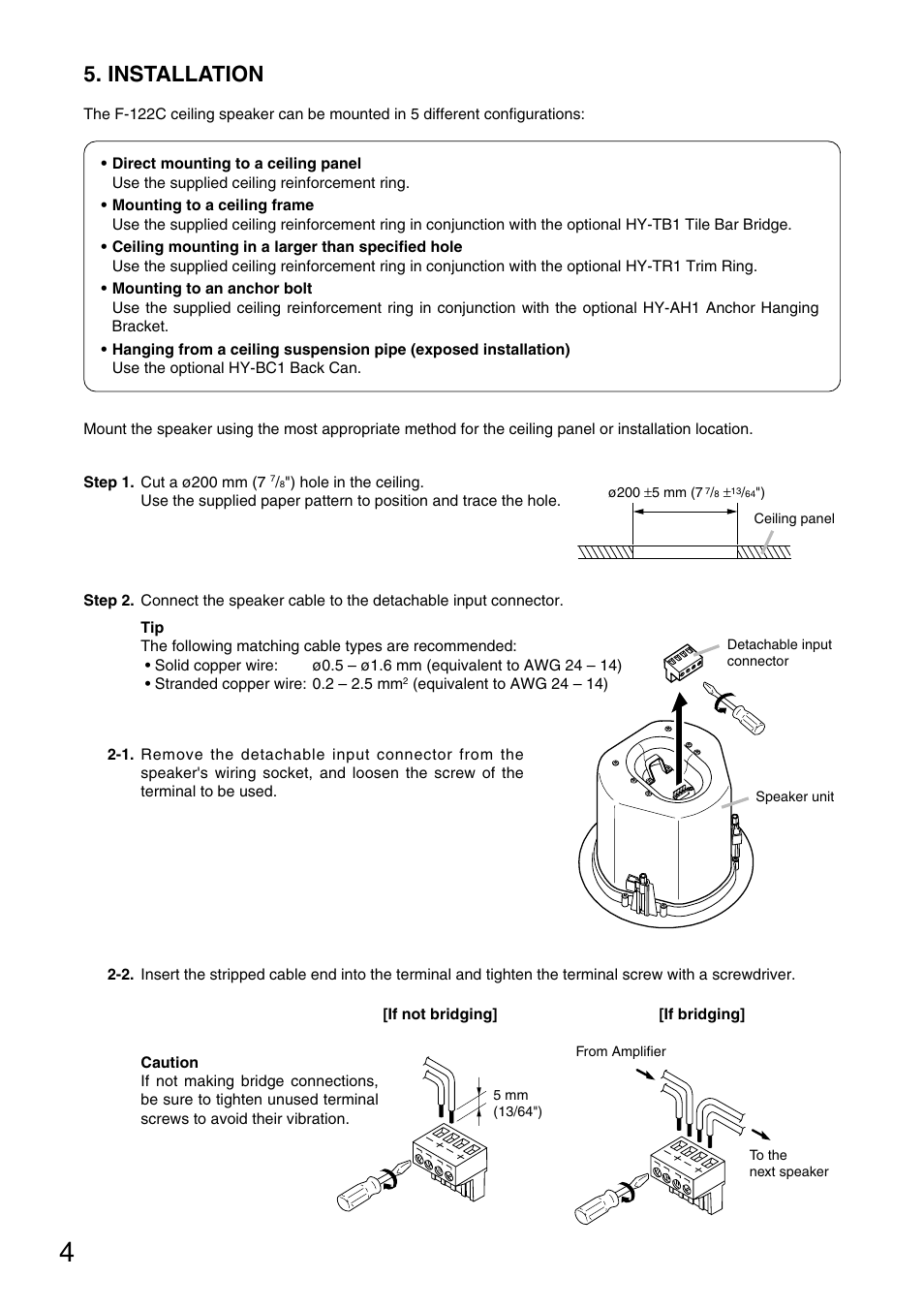 Installation | Toa F-122C User Manual | Page 4 / 12