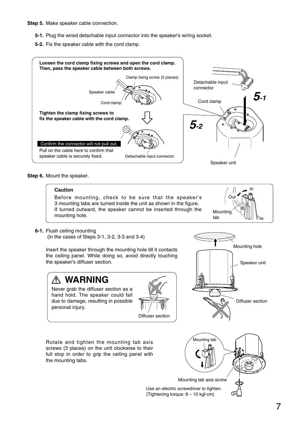 Warning | Toa F-122C User Manual | Page 7 / 12