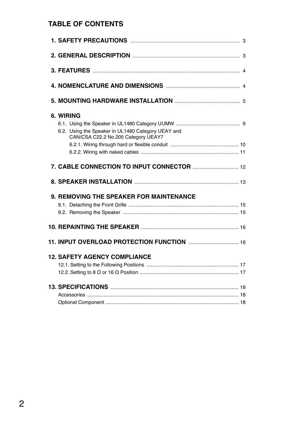 Toa F-122CU User Manual | Page 2 / 20