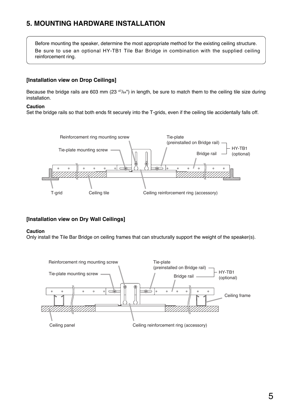 Mounting hardware installation | Toa F-122CU User Manual | Page 5 / 20