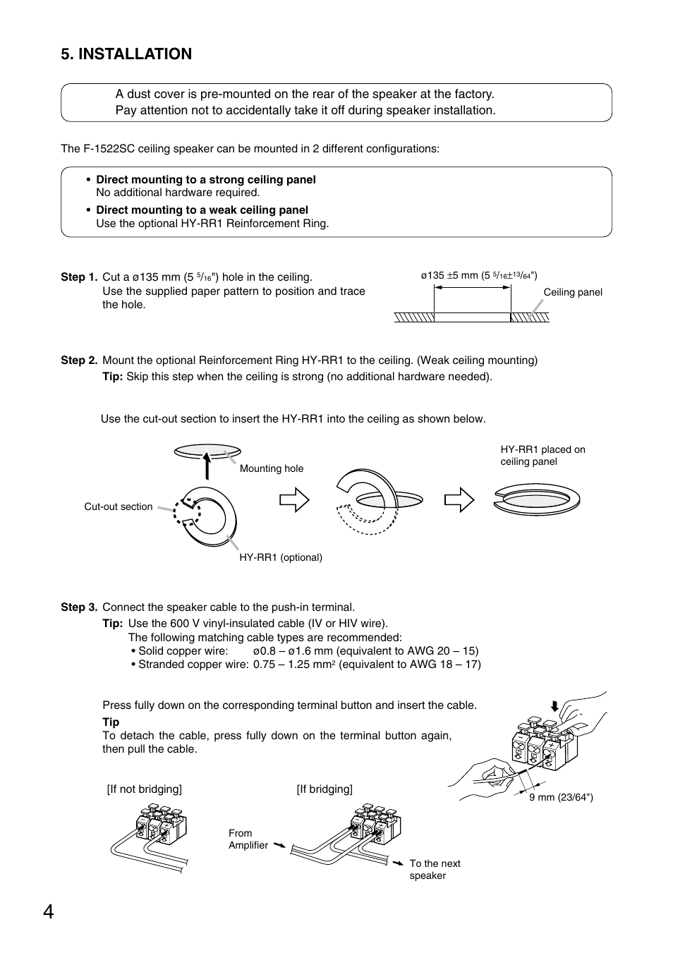 Installation | Toa F-1522SC User Manual | Page 4 / 8