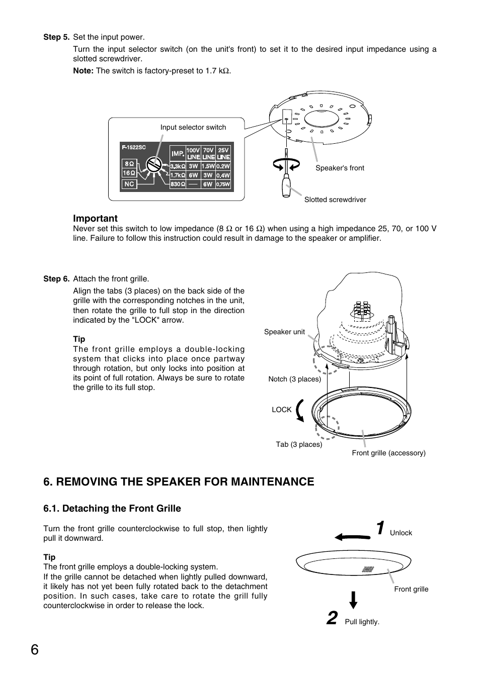 Removing the speaker for maintenance | Toa F-1522SC User Manual | Page 6 / 8