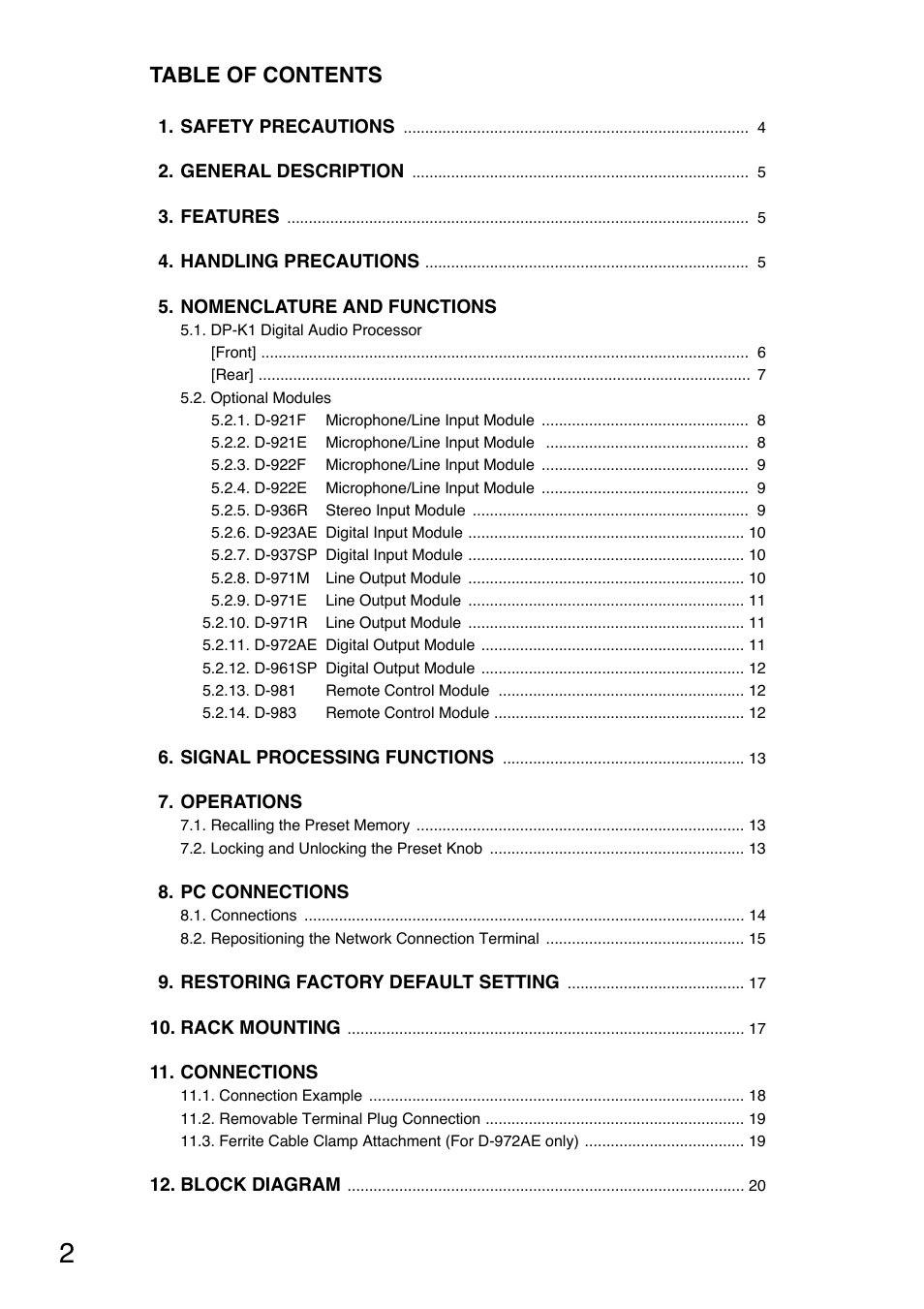 Toa DP-K1 User Manual | Page 2 / 28