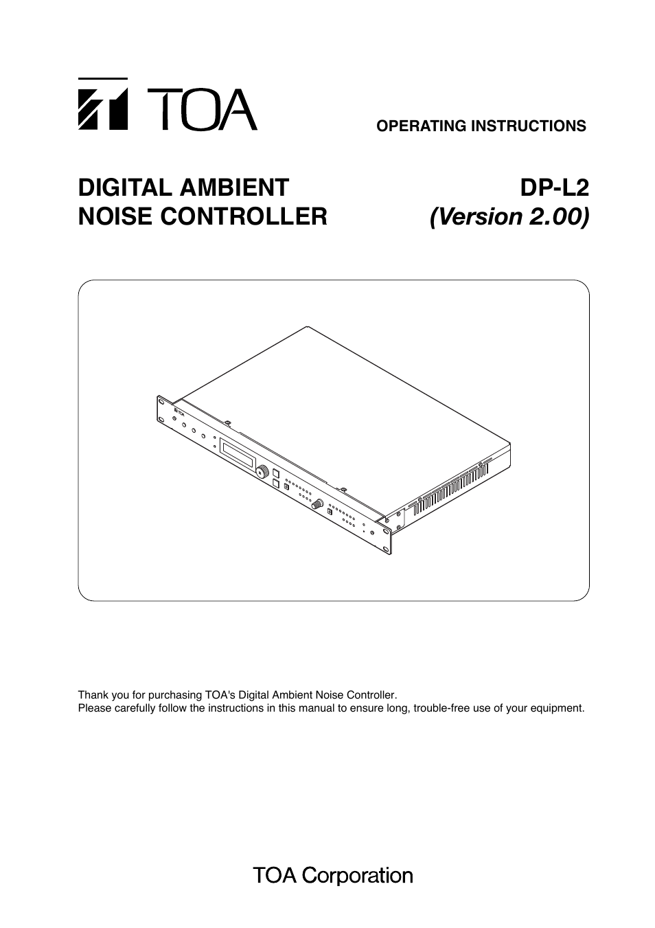 Toa DP-L2 v.2.00 User Manual | 28 pages