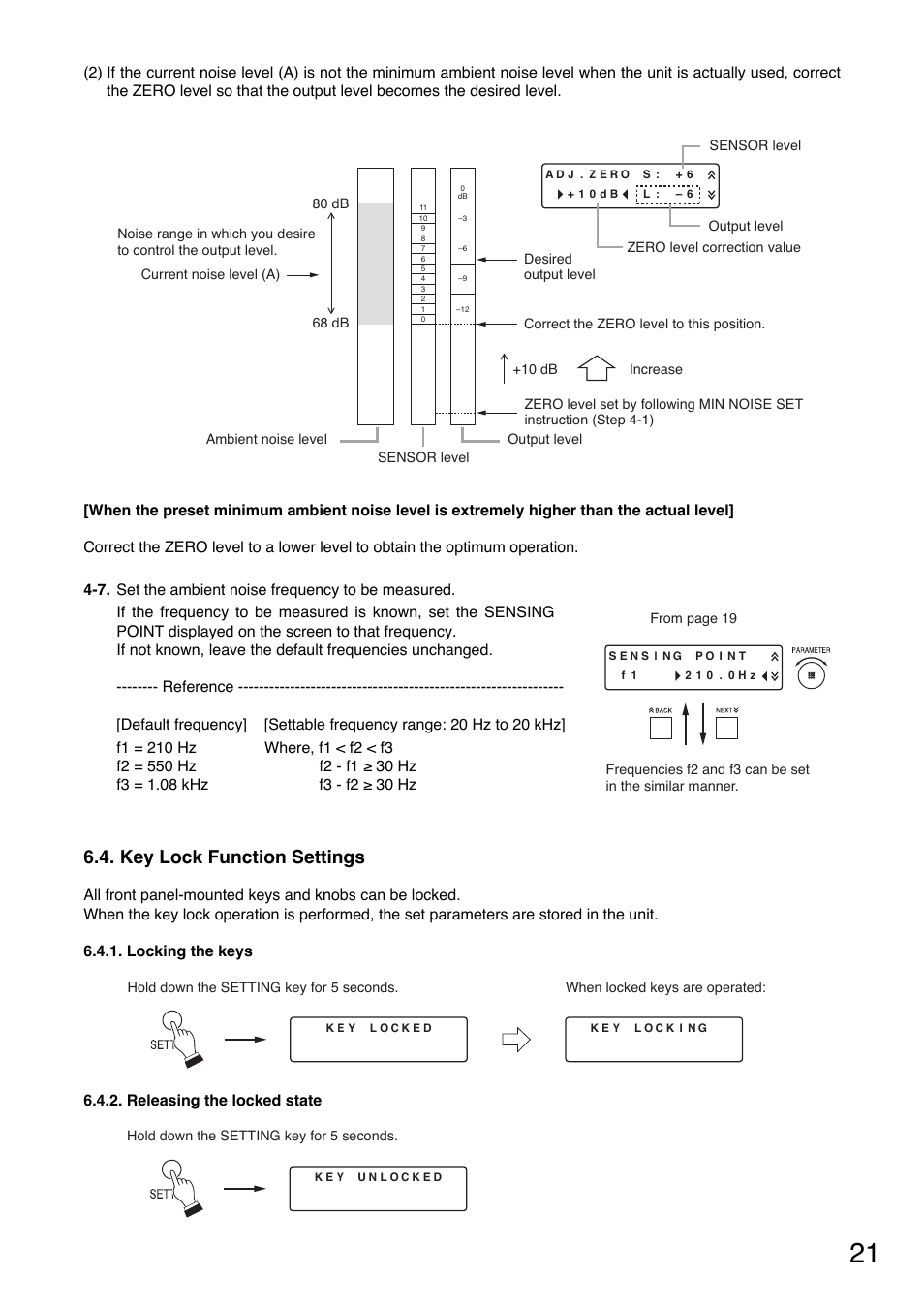 Key lock function settings | Toa DP-L2 v.2.00 User Manual | Page 21 / 28