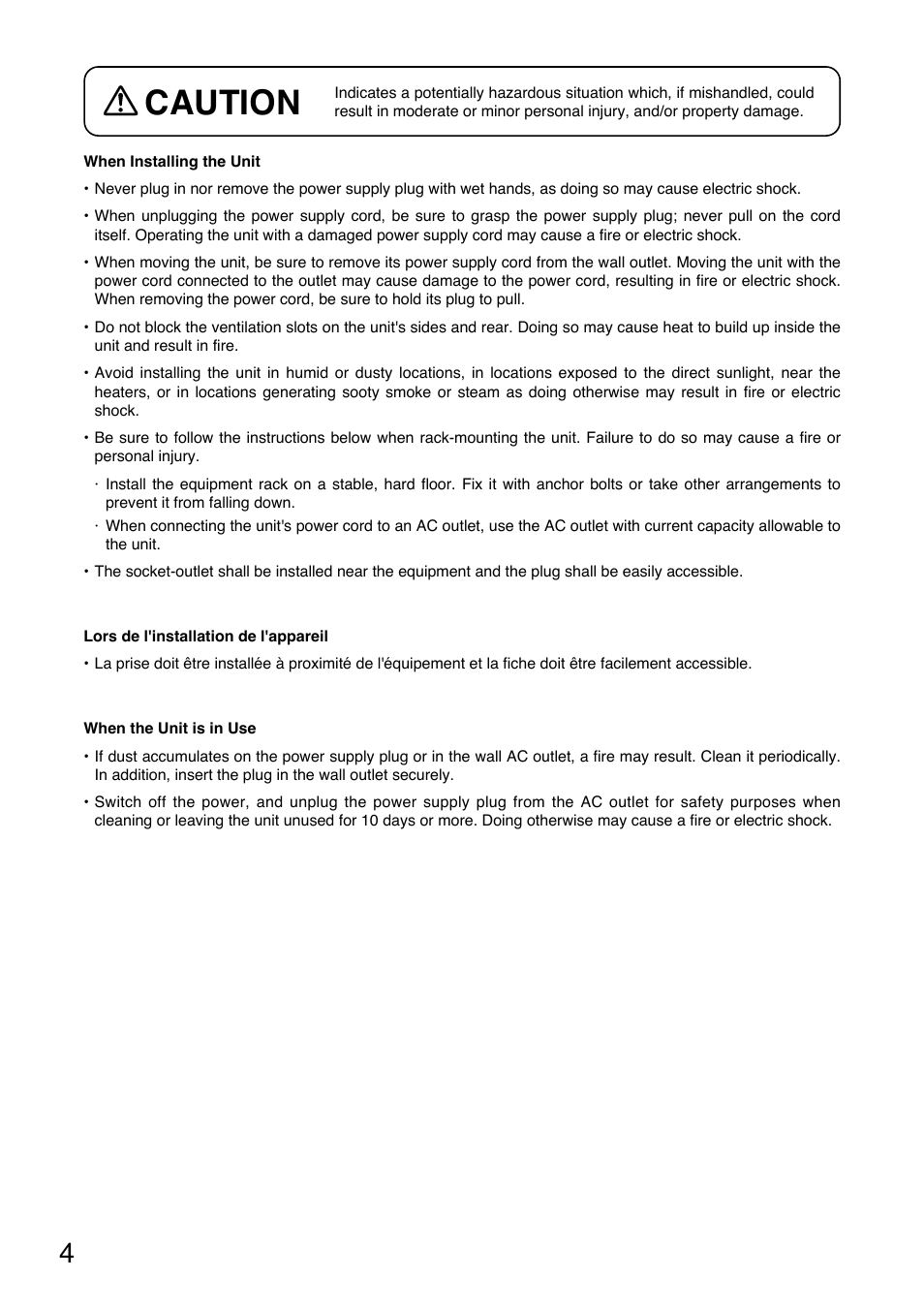 Caution | Toa DP-L2 v.2.00 User Manual | Page 4 / 28