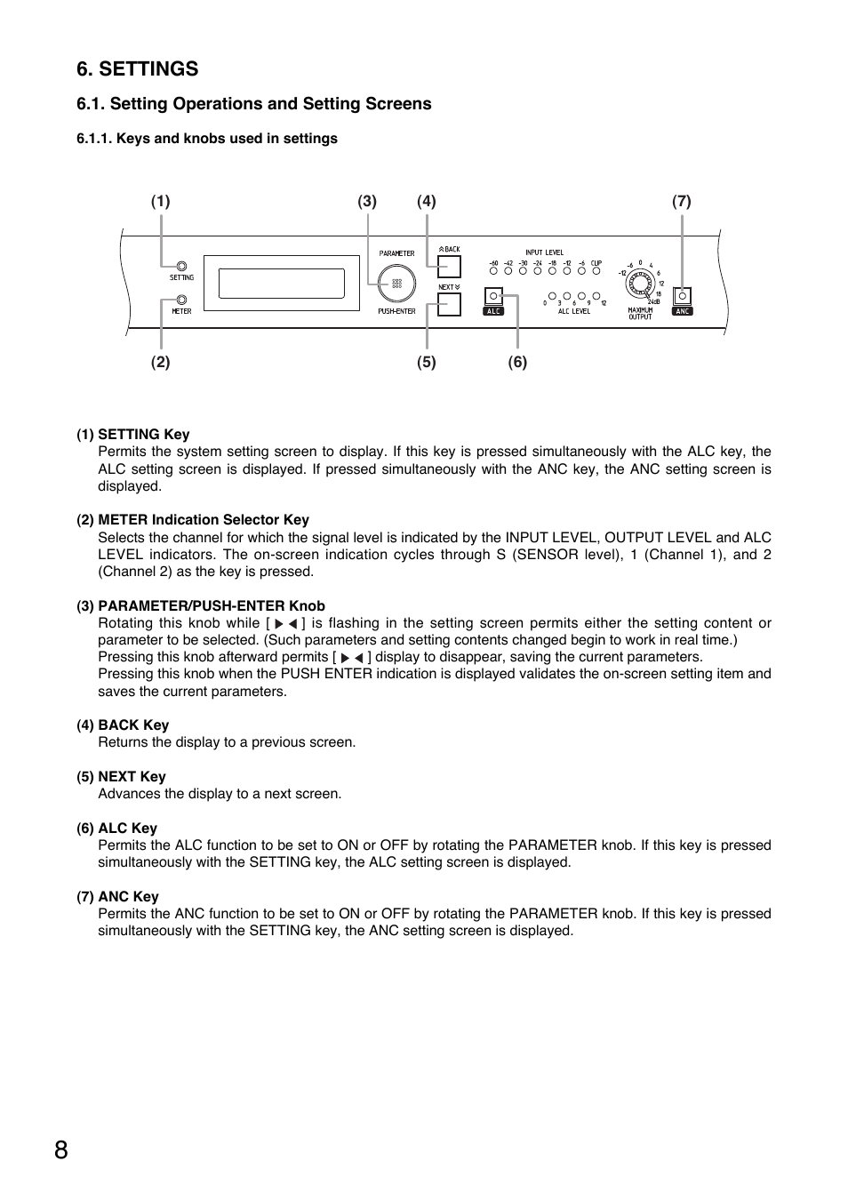 Settings | Toa DP-L2 v.2.00 User Manual | Page 8 / 28