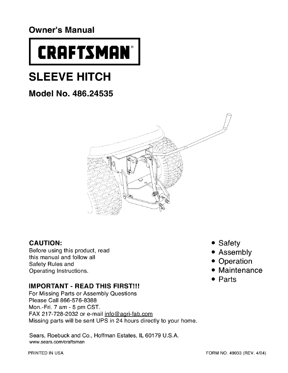 Craftsman 486.24535 User Manual | 8 pages