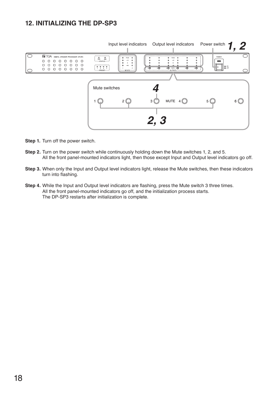 Initializing the dp-sp3 | Toa DP-SP3 User Manual | Page 18 / 24