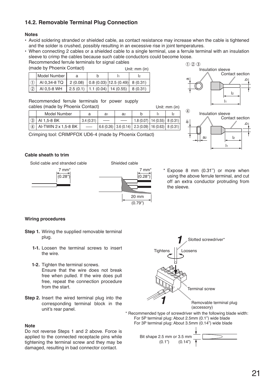 Removable terminal plug connection | Toa DP-SP3 User Manual | Page 21 / 24