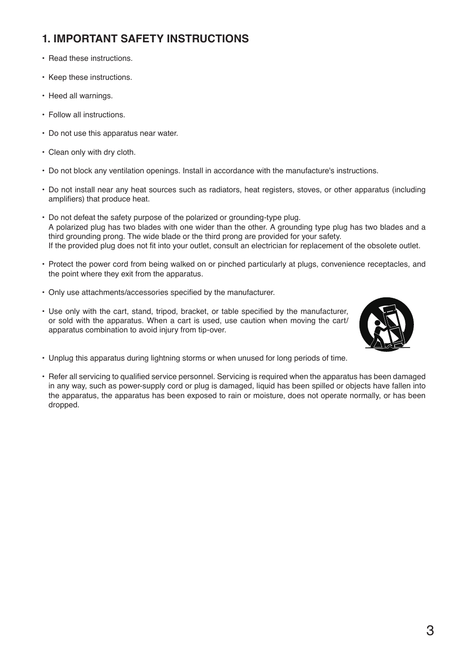 Important safety instructions | Toa DP-SP3 User Manual | Page 3 / 24