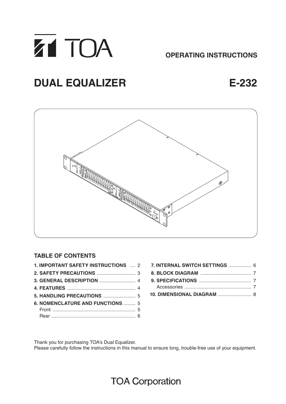 Toa E-232 User Manual | 8 pages