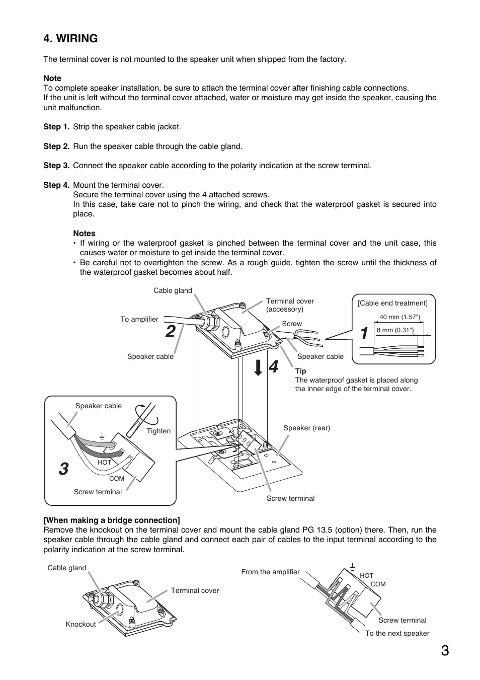 Wiring | Toa BS-1015BSW User Manual | Page 3 / 8