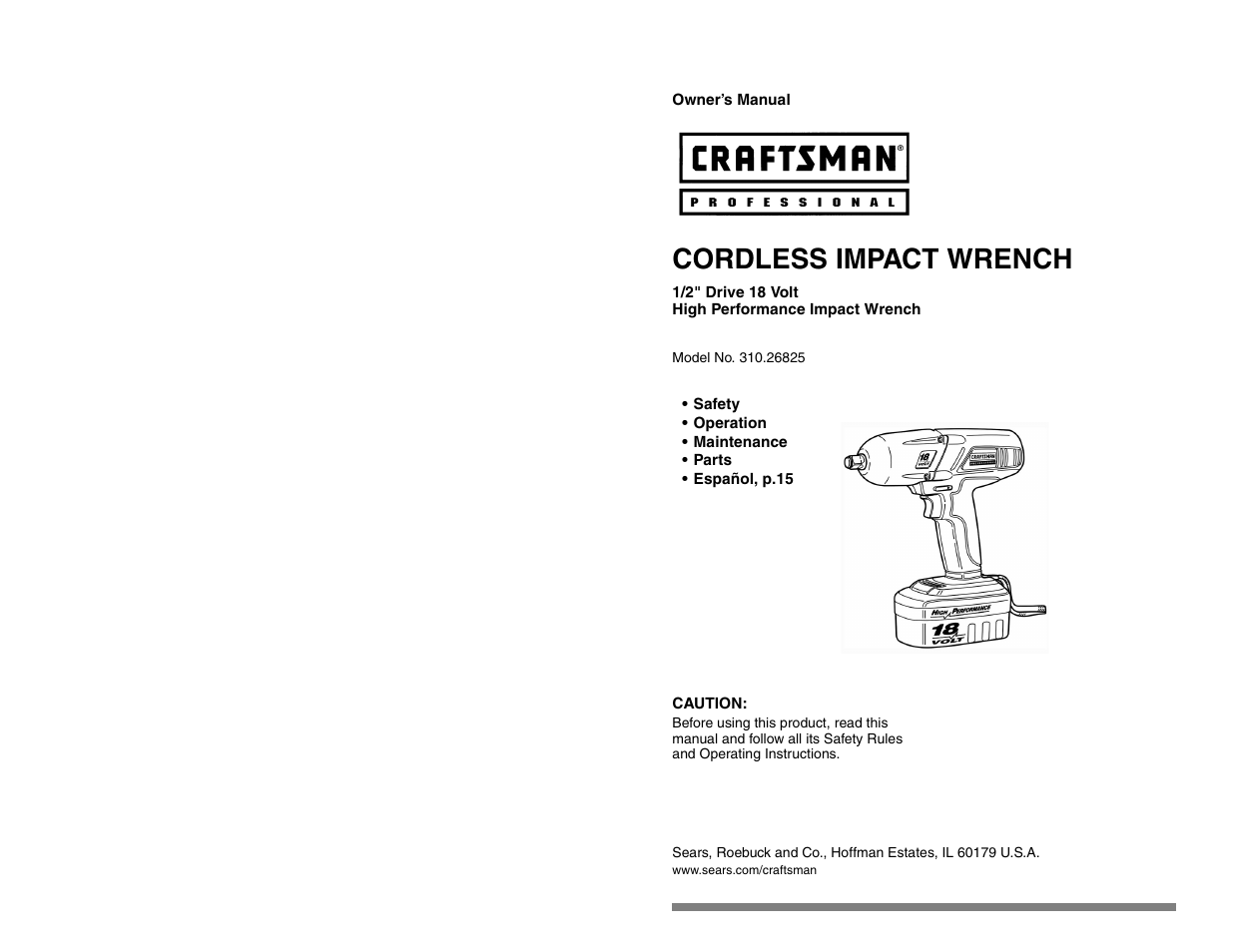 Craftsman 310.26825 User Manual | 15 pages