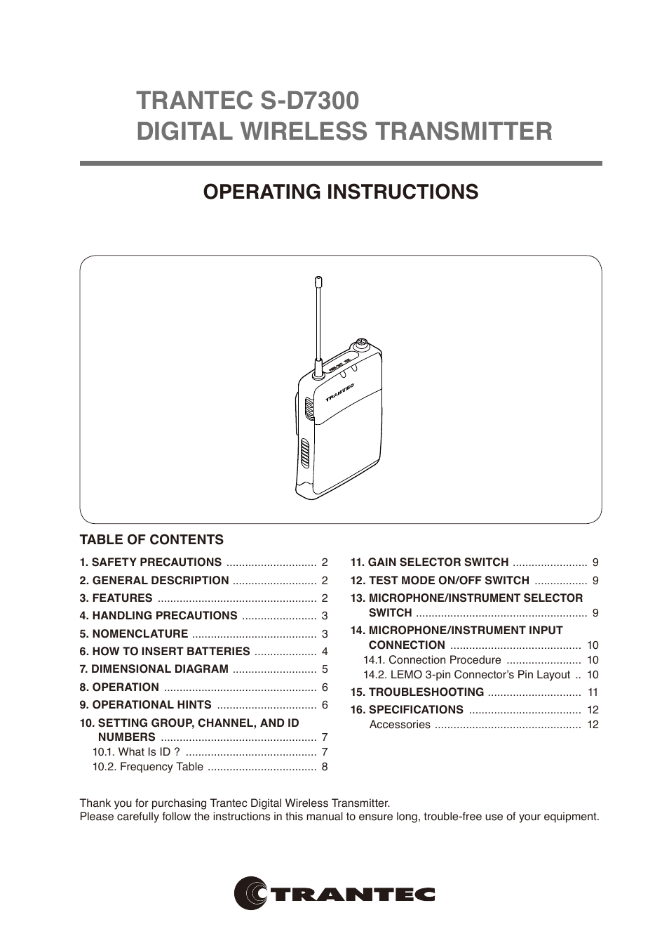 Toa S-D7300 User Manual | 16 pages