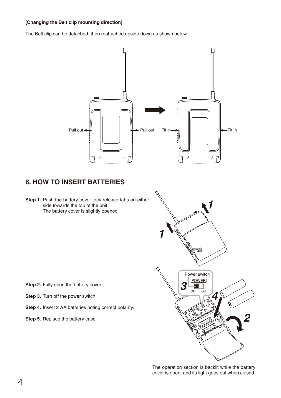 How to insert batteries | Toa S-D7300 User Manual | Page 4 / 16