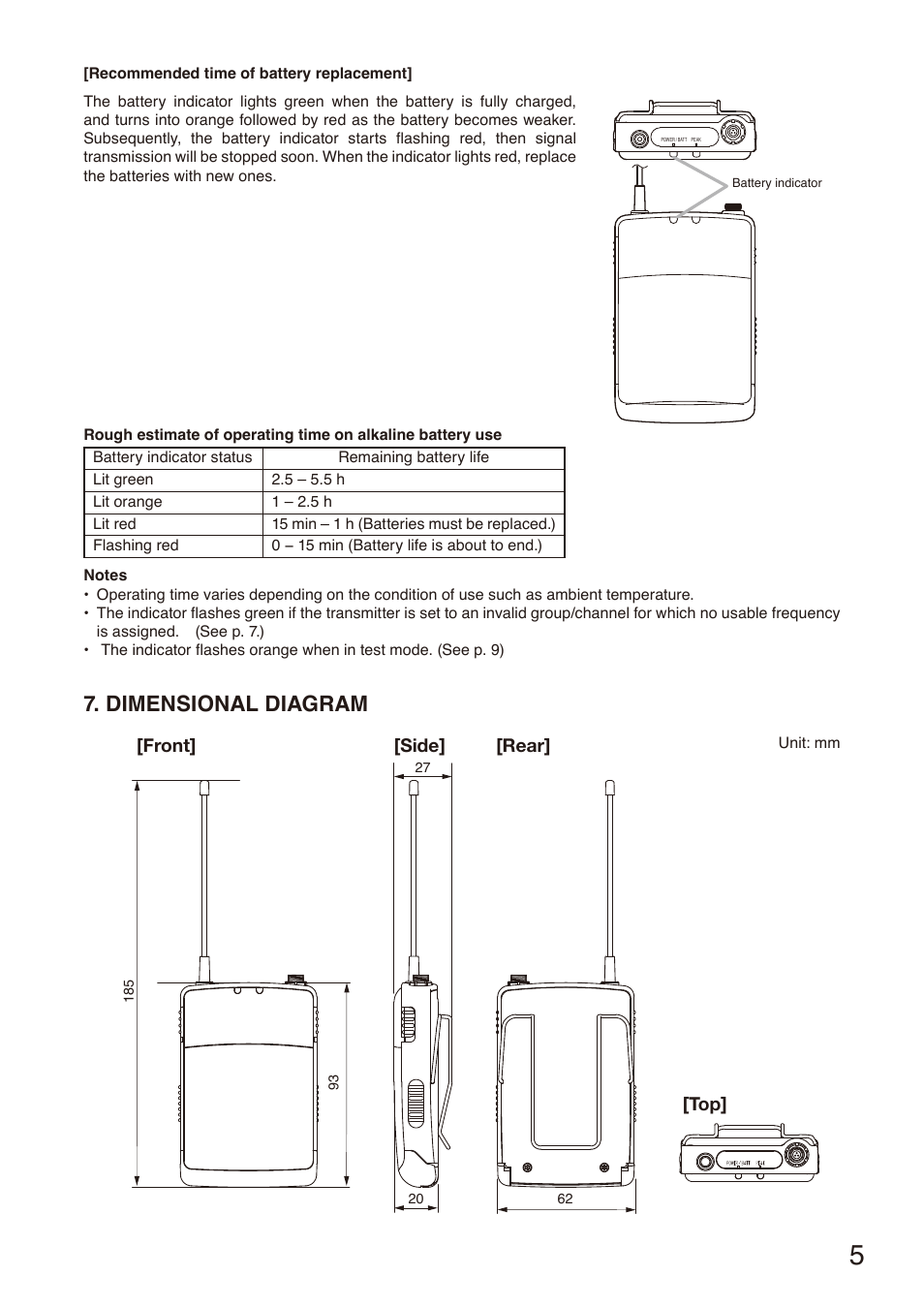 Dimensional diagram | Toa S-D7300 User Manual | Page 5 / 16