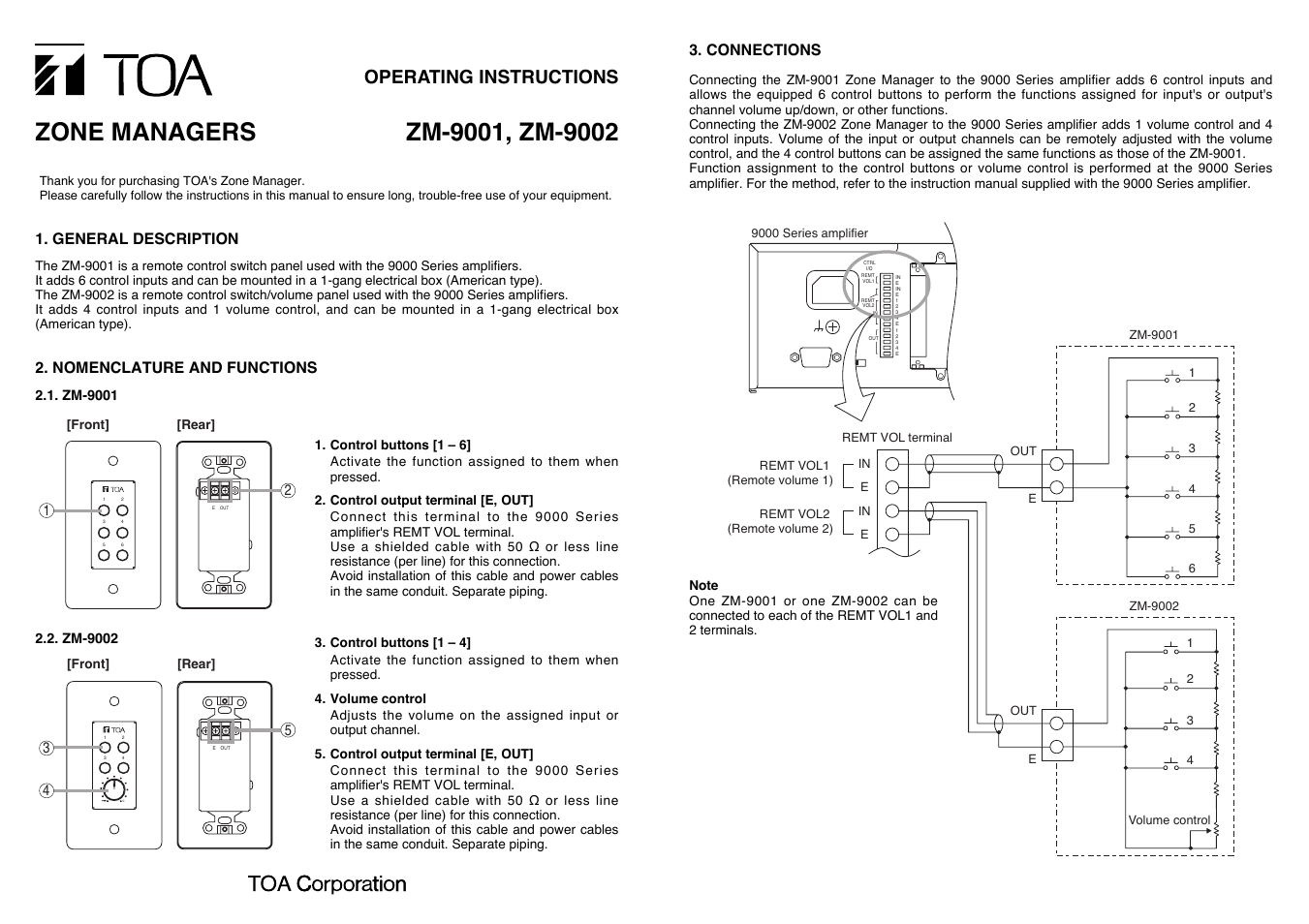 Toa ZM-9002 User Manual | 2 pages